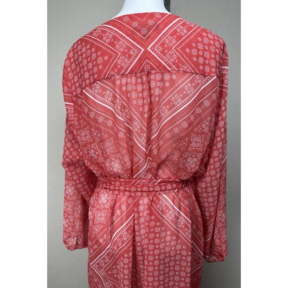 Lane Bryant Plus Sz 18/20 Red Belted Swim Coverup Kimono Beachwear Resortwear - Picture 6 of 16